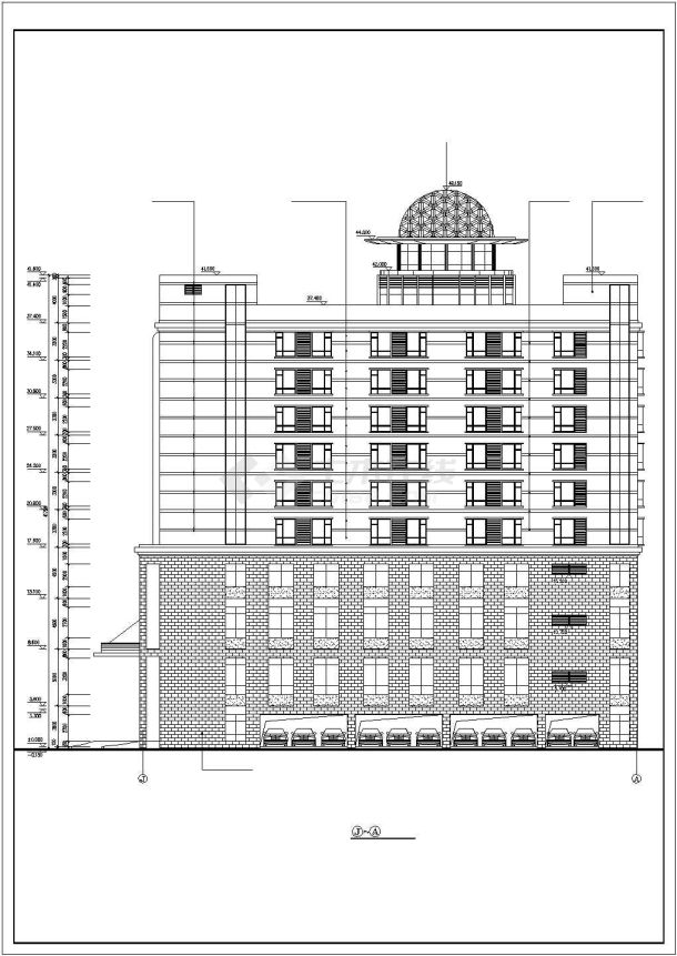 某老城区国际商业酒店建筑详细设计方案CAD图纸-图一