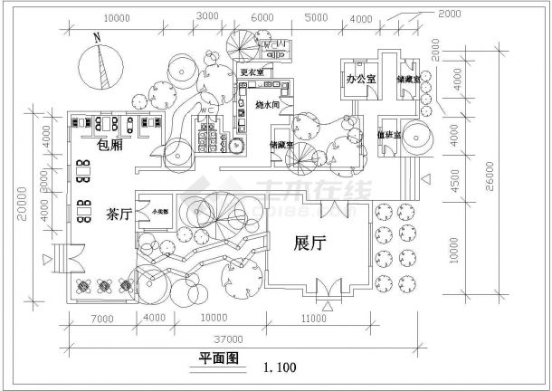 某日本茶室CAD节点完整设计施工图平面图-图一