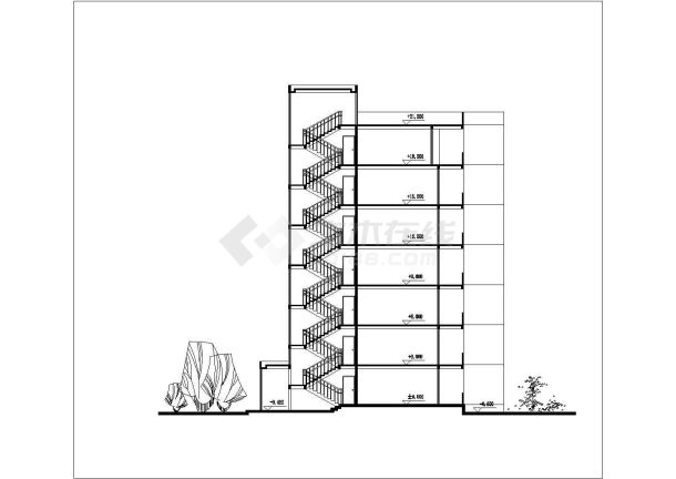 常州市某小区两栋7层框混结构住宅楼平剖面设计CAD图纸-图一