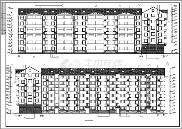 哈尔滨某小区5800平米6+1层框混结构住宅楼全套建筑设计CAD图纸-图一