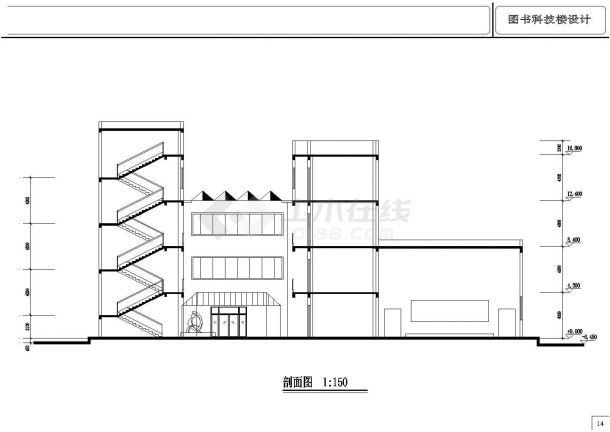 某中学图书科技楼方案设计CAD构造详细节点图-图二
