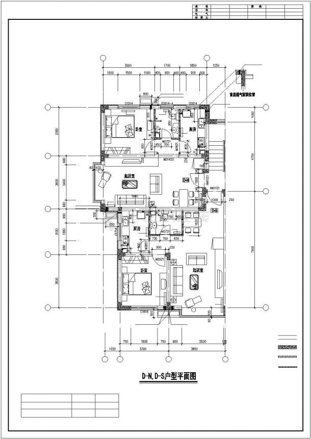 泉州市某小区53-108平米左右的热门户型设计CAD图纸（6张）-图二