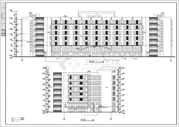 某老城区小型居民商业综合楼建筑设计施工方案CAD图纸-图二