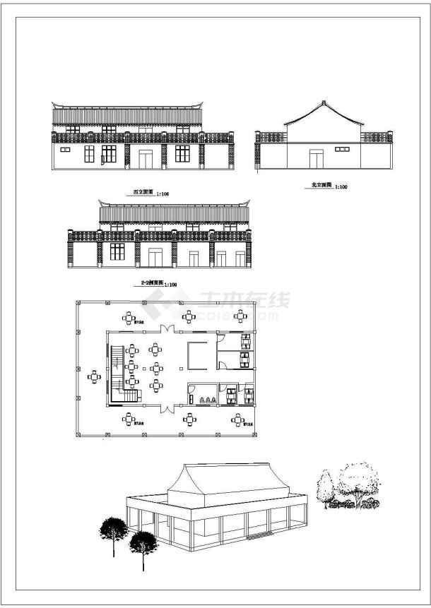 某茶室CAD完整平面大样完整设计图-图一