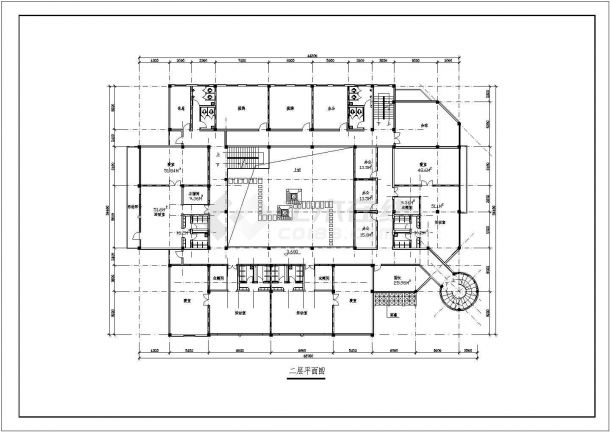 某九班幼儿园社区服务中心建筑CAD完整平面图-图二