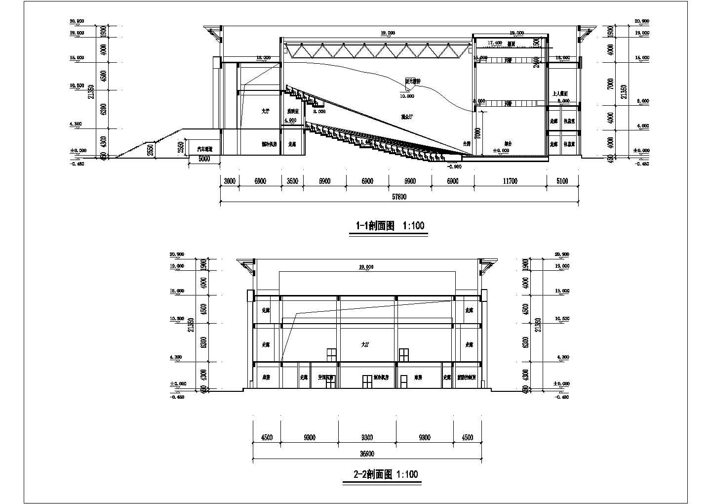 某三层小型现代影剧院建筑CAD详细完整设计方案图