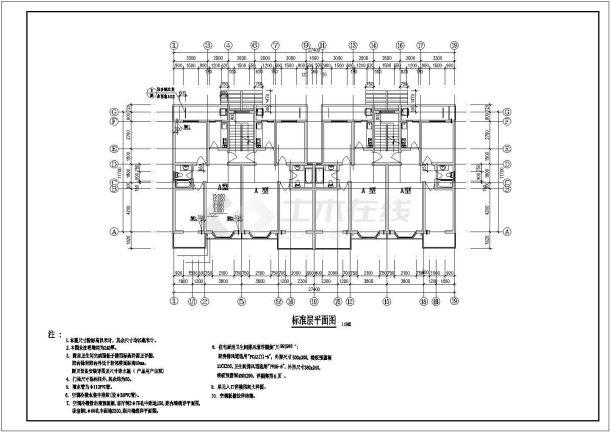 达州市某现代化小区2100平米6层砖混结构住宅楼建筑设计CAD图纸-图二