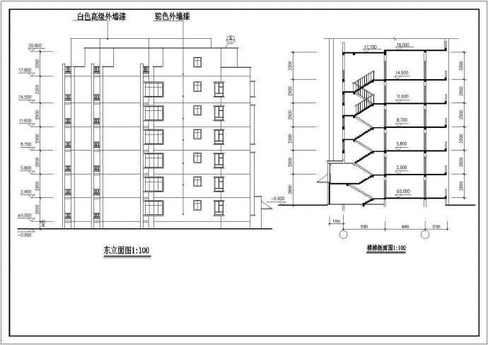 杭州临安区某小区3850平米6层砖混结构住宅楼平立剖面设计CAD图纸_图1