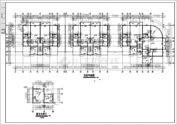 临街三栋6层框架结构组合式商住楼平立剖面设计CAD图纸（1-2层商用）-图二
