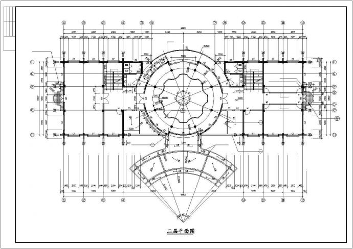 某小区2100平米4层框架结构活动会所平立剖面设计CAD图纸_图1
