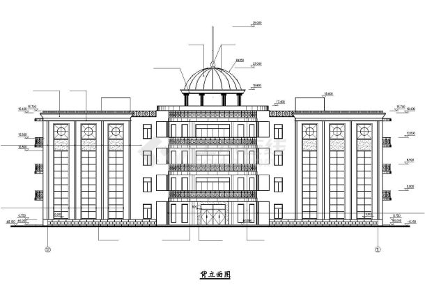 某小区2100平米4层框架结构活动会所平立剖面设计CAD图纸-图二