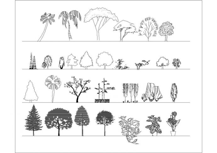 某园林立面植物图例CAD大样详细设计图纸_图1