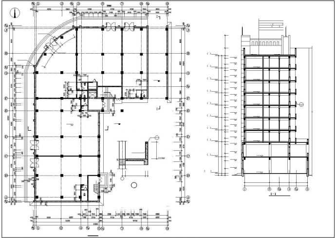 7500平米9层框架结构商住楼平立剖面设计CAD图纸（1-2层商用）_图1
