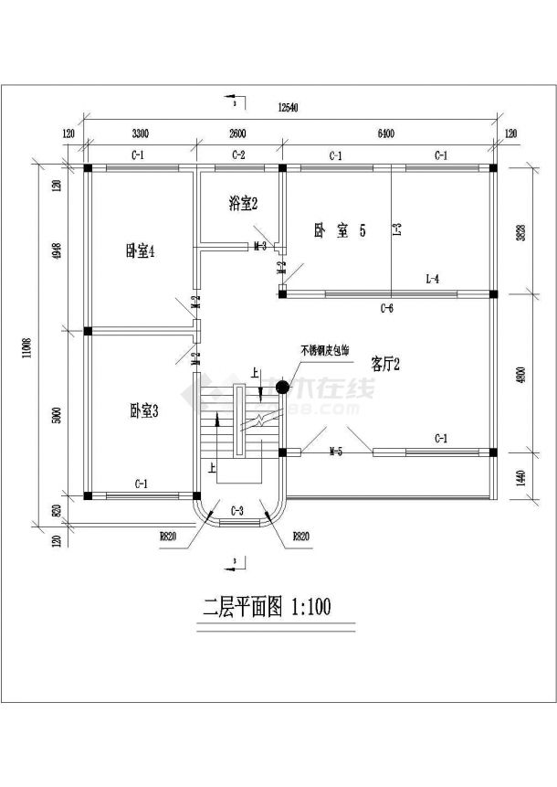 沧州市某村镇650平米3层砖混结构自建民居楼建筑设计CAD图纸-图二