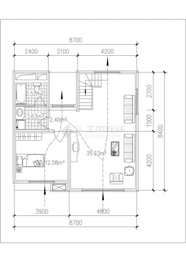 某新建小区97-140平米左右的热门户型设计CAD图纸（4张）-图二