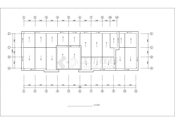 4550平米7层框架结构商住楼平立剖面设计CAD图纸（底层门面房）-图二