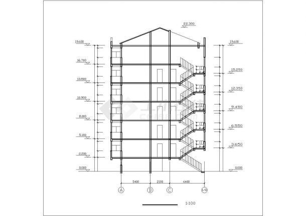 4650平米7层框混结构住宅楼平立剖面设计CAD图纸（底层车库）-图一