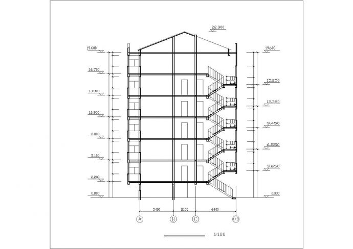 4650平米7层框混结构住宅楼平立剖面设计CAD图纸（底层车库）_图1