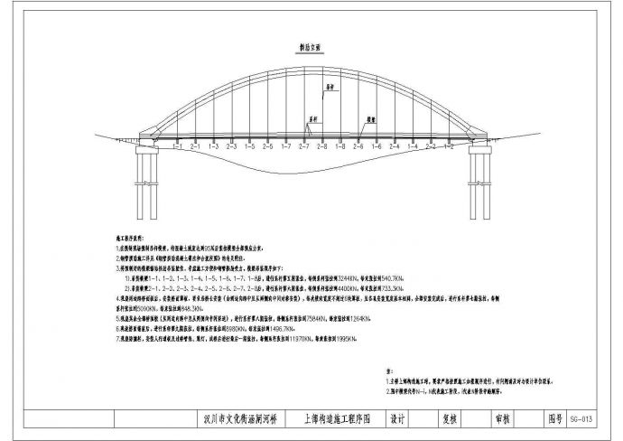 某跨径90m下承式系杆拱桥上部构造施工程序图CAD施工平面图_图1