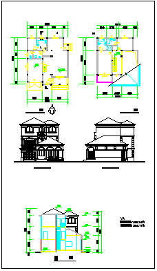 某地三层小别墅整套cad建筑施工图(造型漂亮大气)-图二