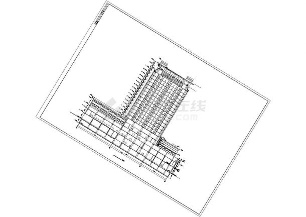 某风景度假区塘栖大厦建筑设计方案CAD图纸-图一