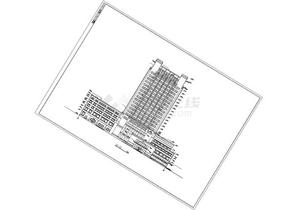 某风景度假区塘栖大厦建筑设计方案CAD图纸-图二