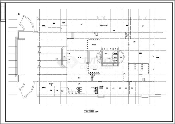 某风景度假区洗浴中心建筑平面设计方案CAD图纸-图一