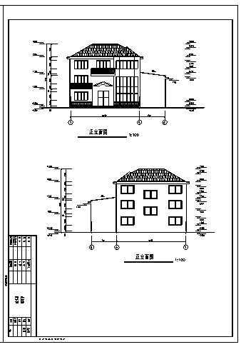 住宅设计_300平米某三层砖混结构私人住宅建筑结构施工cad图纸-图二