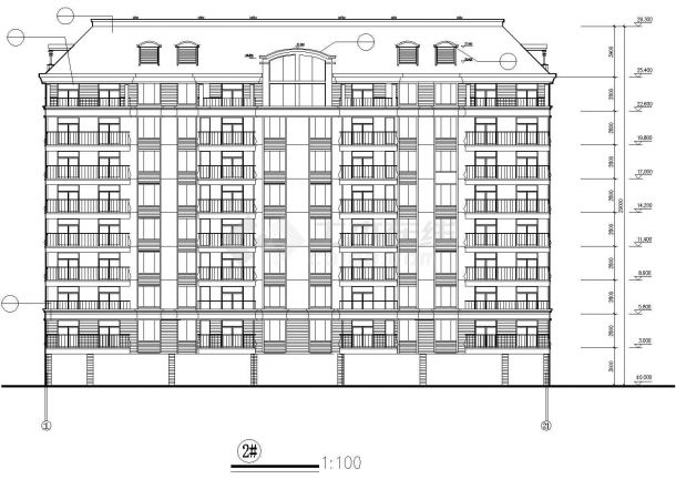 徐州某小区9层混合结构住宅楼建筑设计CAD图纸（含架空层/9层为复式）-图二