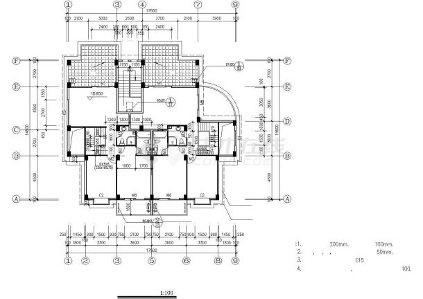 七层框混结构住宅楼平立剖面设计CAD图纸（底层架空/含复式层）-图一