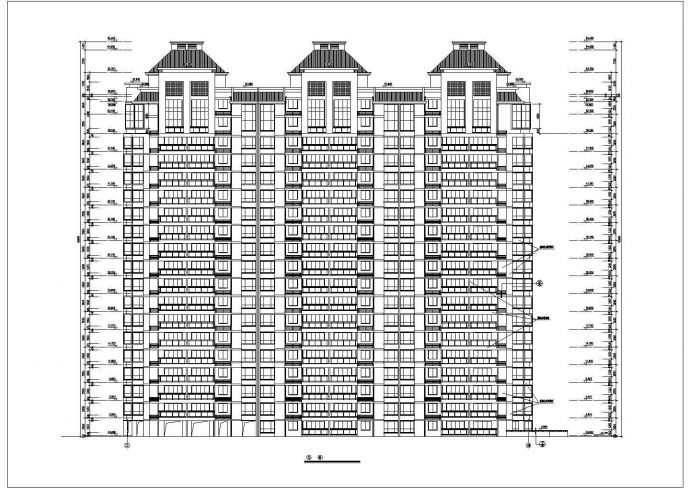天津某小区1.4万平米20层框架结构住宅楼平立剖面设计CAD图纸_图1
