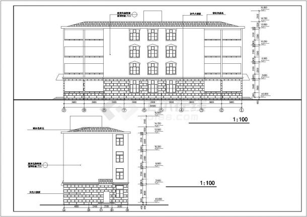 北京某养老院1600平米四层砖混结构综合楼建筑设计CAD图纸-图一