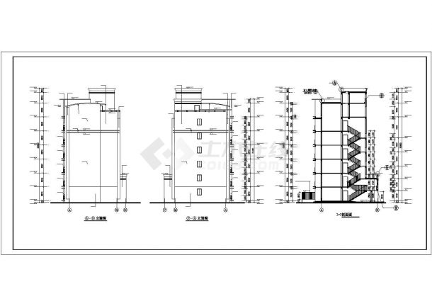 4100平米左右7层框混结构住宅楼全套建筑设计CAD图纸（含阁楼）-图一