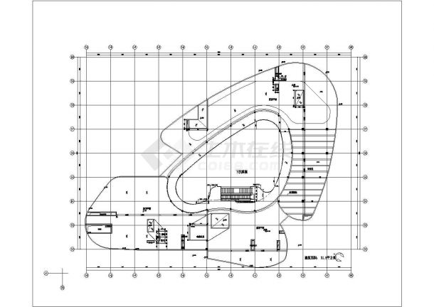 某浦江国际金融广场施工图附楼屋顶CAD设计平面-图一