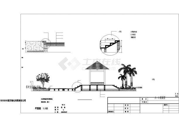 某屋顶花园平面设计cad施工图-图二