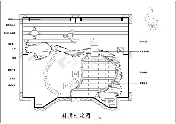 某屋顶花园景观规划cad施工图-图一