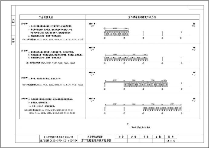 某特大桥30+110+30m钢管混凝土中承式提篮拱CAD施工流程图_图1