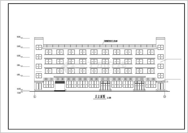 杭州某公司2000平米左右四层框架宿舍楼建筑设计CAD图纸（底层餐厅）-图二