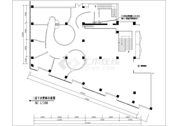 一层餐厅室内装修cad施工图-图一