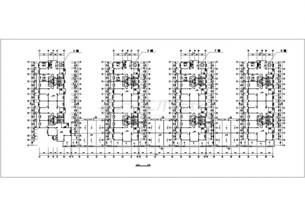 四栋框架结构七层组合式商住楼平立剖面设计CAD图纸（1-2层商用）-图二