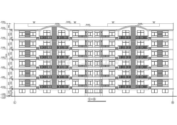 3270平米6层框混结构住宅楼平立剖面设计CAD图纸（含半地下室）-图二