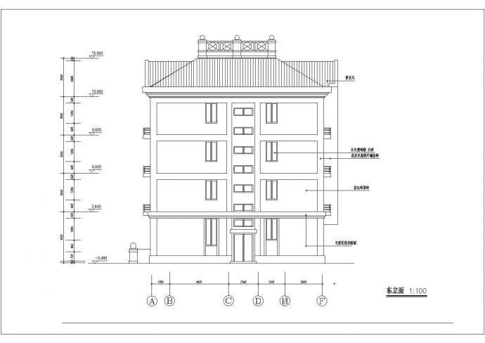 扬州市某现代化村镇四层砖混结构自建民居楼平立剖面设计CAD图纸_图1