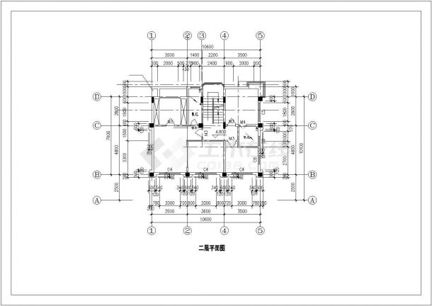 宁波市诗海小区3+夹层欧式风格高档别墅建筑设计CAD图纸-图二