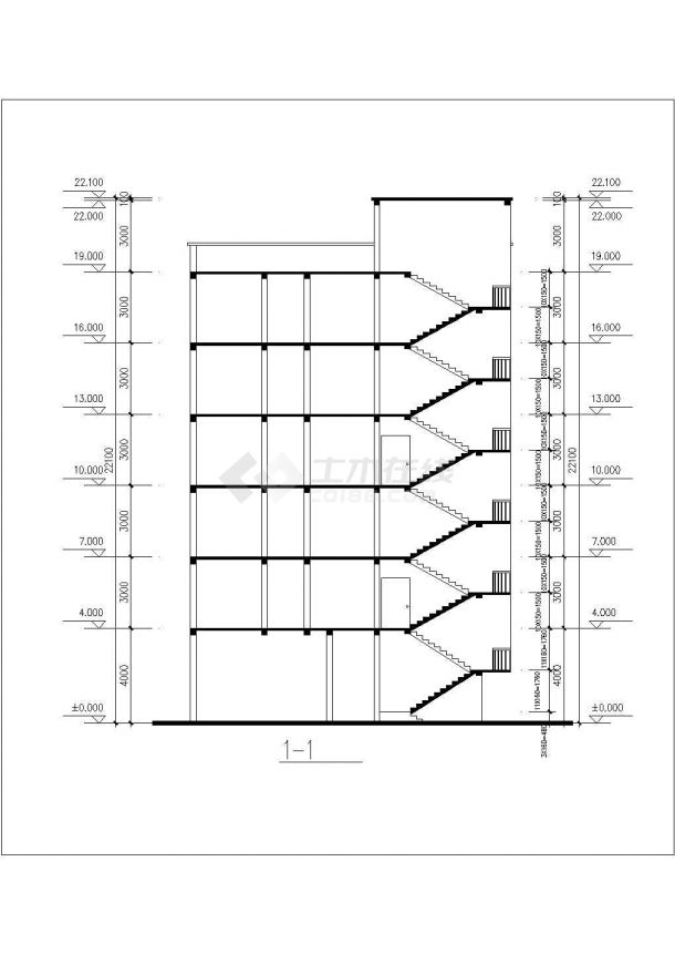 1300平米6层砖混结构职工宿舍楼平立剖面设计CAD图纸（底层架空）-图一