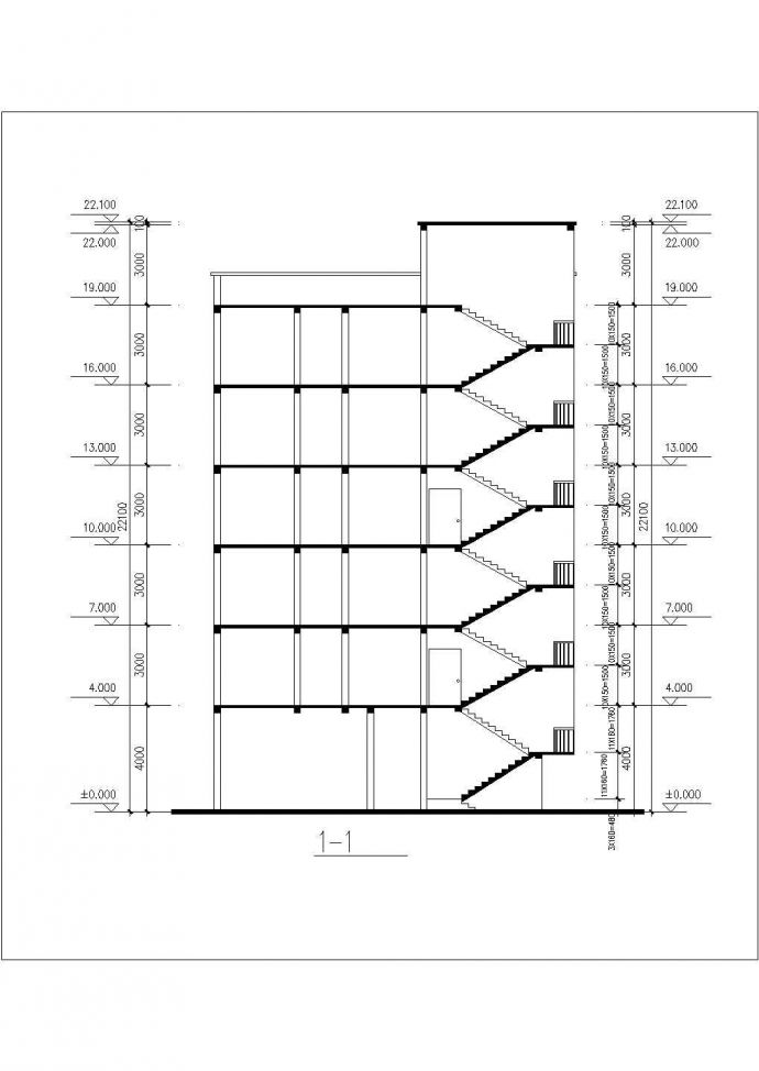 1300平米6层砖混结构职工宿舍楼平立剖面设计CAD图纸（底层架空）_图1
