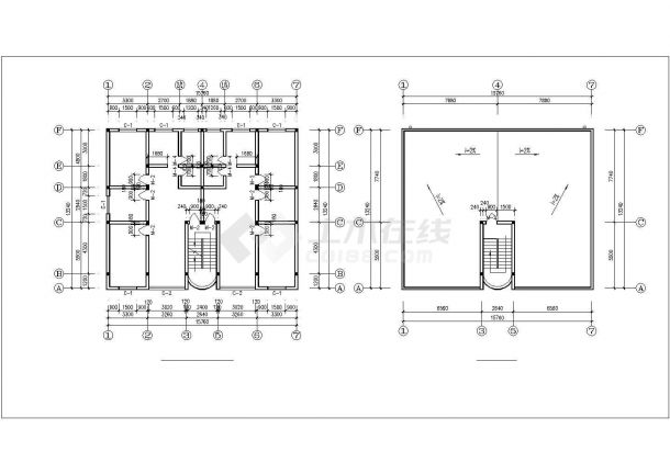 1300平米6层砖混结构职工宿舍楼平立剖面设计CAD图纸（底层架空）-图二