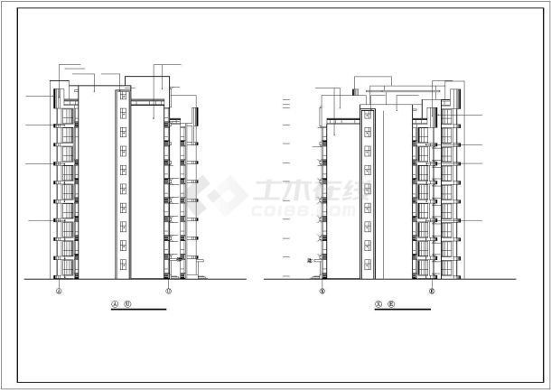 7000平米10层框混结构住宅楼全套建筑设计CAD图纸（含阁楼层）-图二