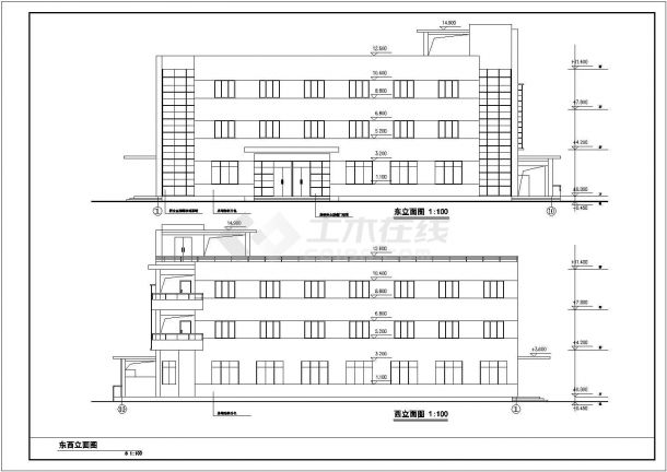 某工厂1900平米3层框混结构职工宿舍楼建筑设计CAD图纸（底层餐厅）-图二