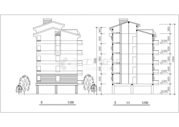 连云港市某小区5900平米10层框架结构住宅楼平立剖面设计CAD图纸-图一