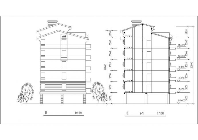 连云港市某小区5900平米10层框架结构住宅楼平立剖面设计CAD图纸_图1
